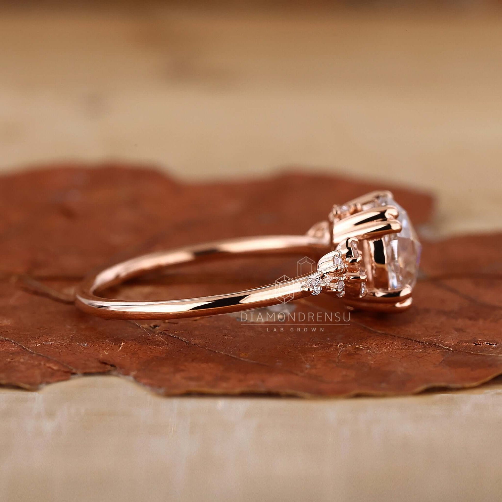 Close-up of an antique rose cut diamond ring, displaying its intricate craftsmanship and historical charm.