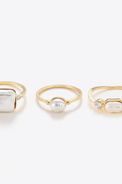 Pearl 18K Gold-Plated Ring Set