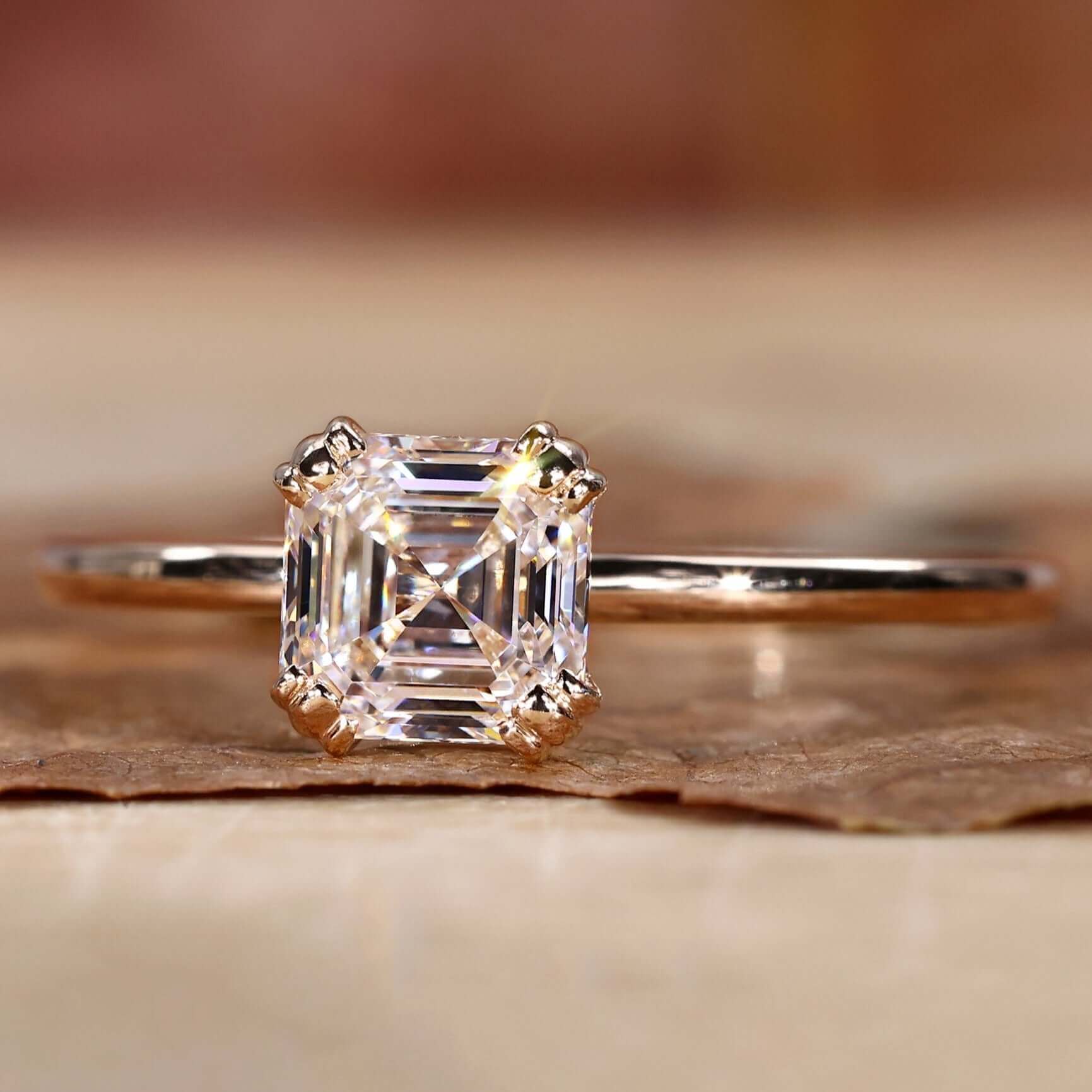 asscher lab grown diamond ring