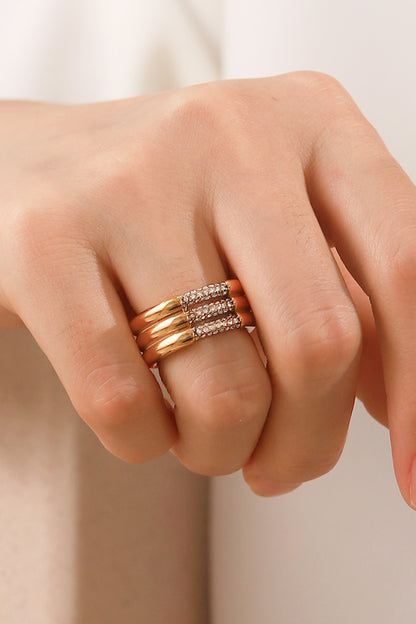 Triple-Layered Rhinestone Ring