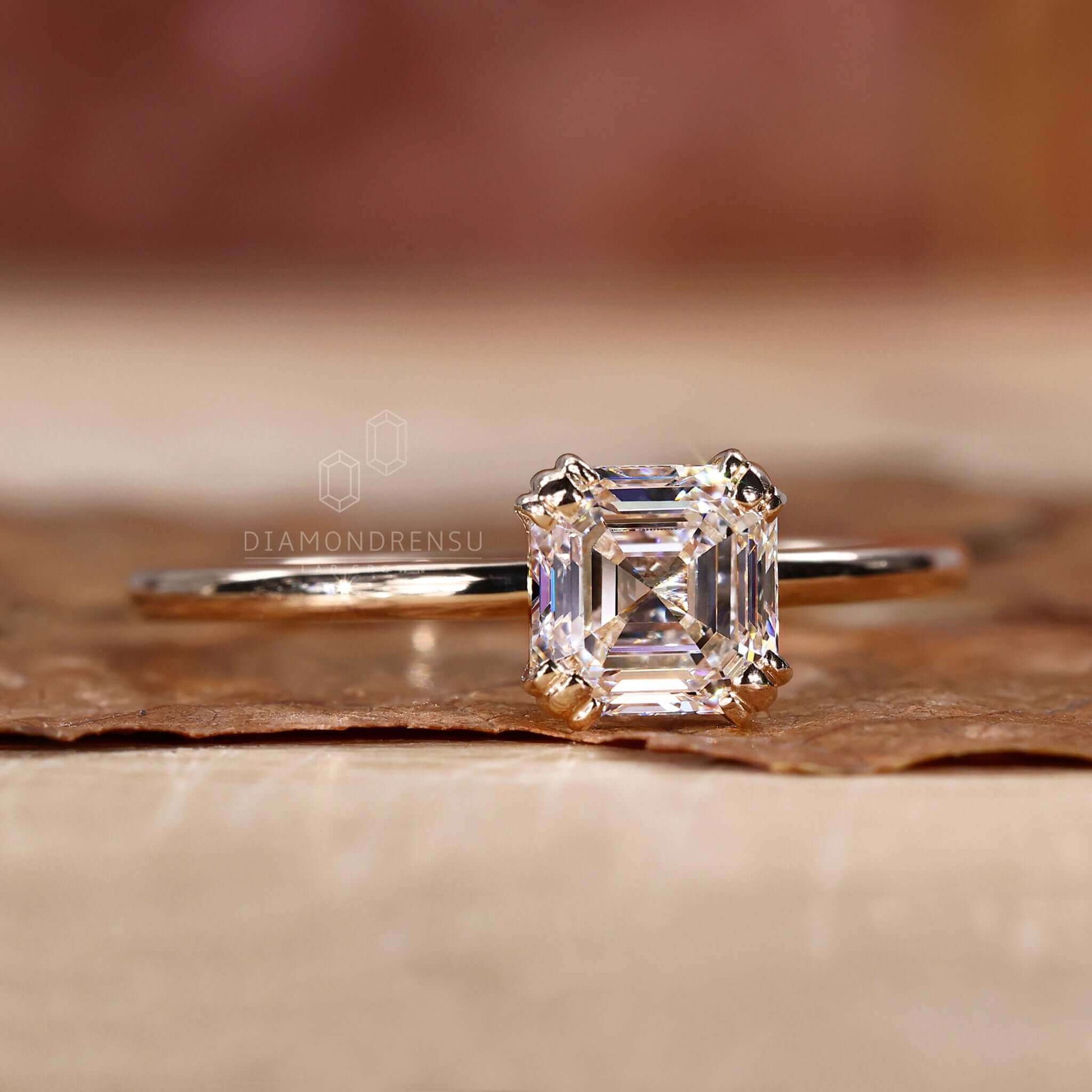 asscher cut diamond ring