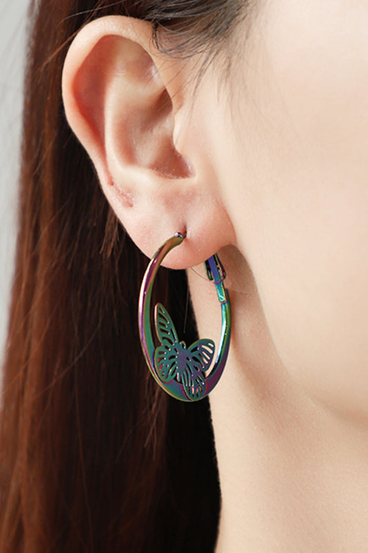 Multicolored Butterfly Huggie Earrings