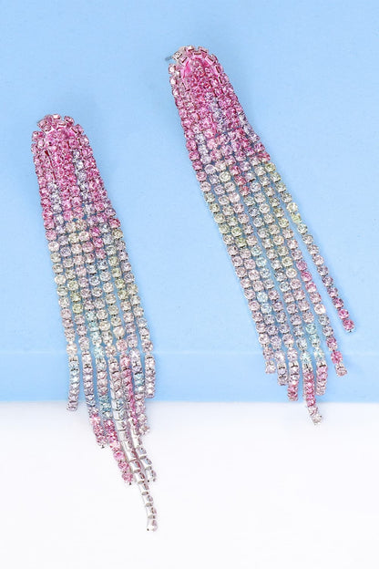 Rhinestone Fringed Dangle Earrings