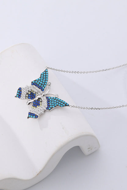 Butterfly Pendant Zircon Necklace