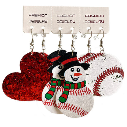 Snowman, Ball, and Heart Earrings Set