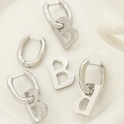 Letter B Titanium Steel Earrings