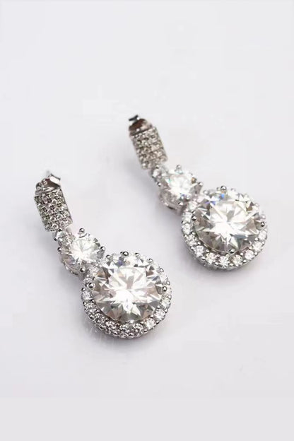 12 Carat Moissanite Platinum-Plated Drop Earrings