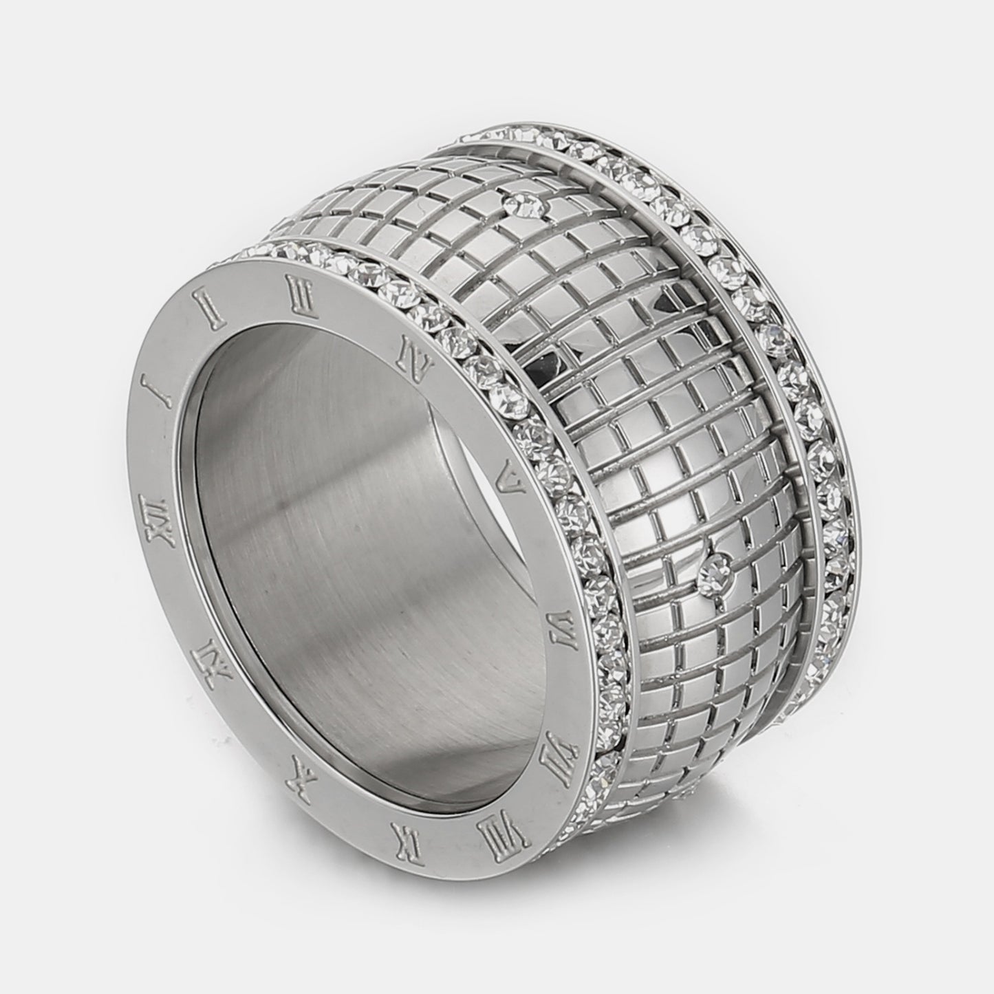 Inlaid Rhinestone Stainless Steel Ring