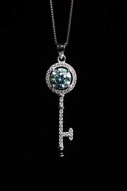 1 Carat Moissanite Key Pendant Necklace