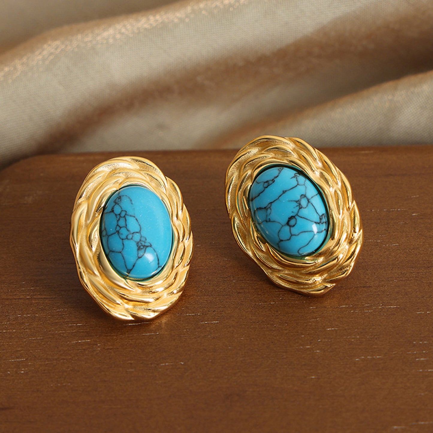 18K Gold-Plated Natural Stone Earrings