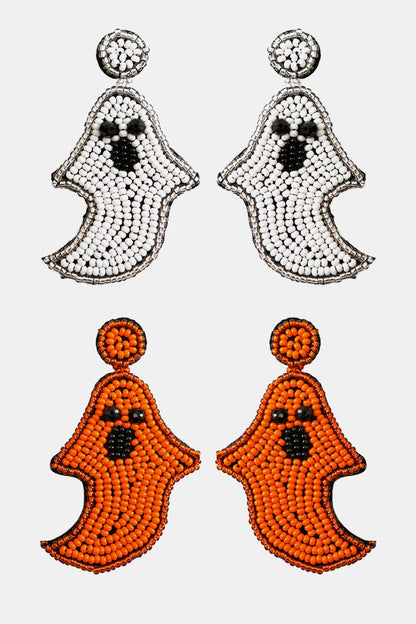 Ghost Shape Beaded Dangle Earrings