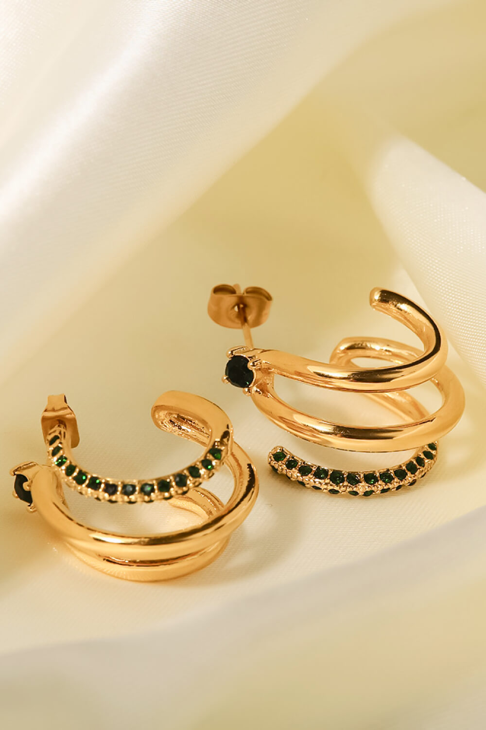 18K Gold Plated Cubic Zirconia Wrap C-Hoop Earrings