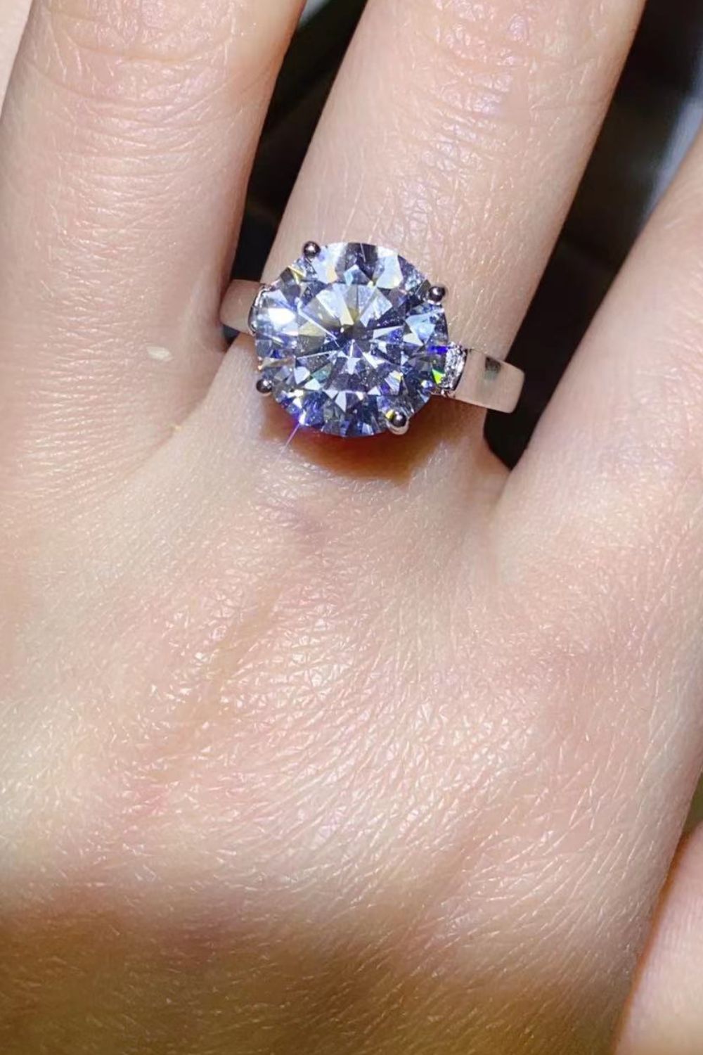 5 Carat Moissanite Platinum-Plated Ring