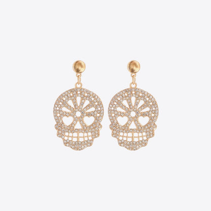 Skull Rhinestone Alloy Earrings