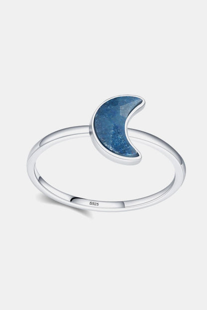 925 Sterling Silver Moon Shape Aventurine Ring