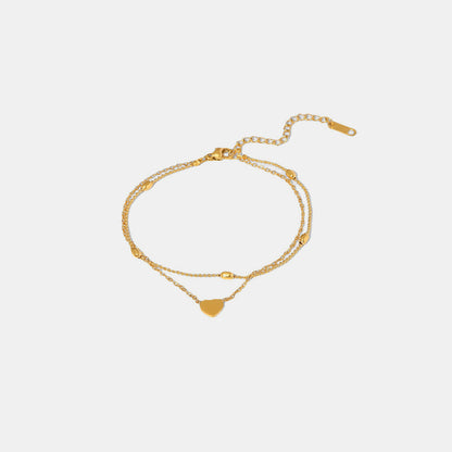 Heart Shape Double-Layered Anklet