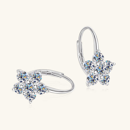 1.2 Carat 925 Sterling Silver Moissanite Flower Huggie Earrings