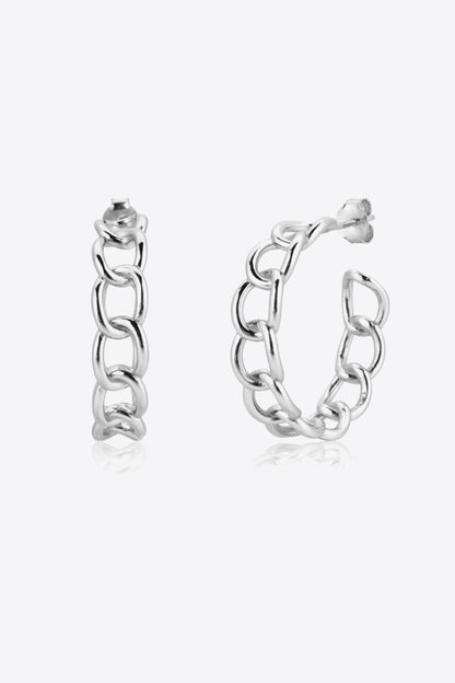 Chain C-Hoop 925 Sterling Silver Earrings