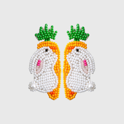 Stainless Steel Beaded Rabbit Earrings