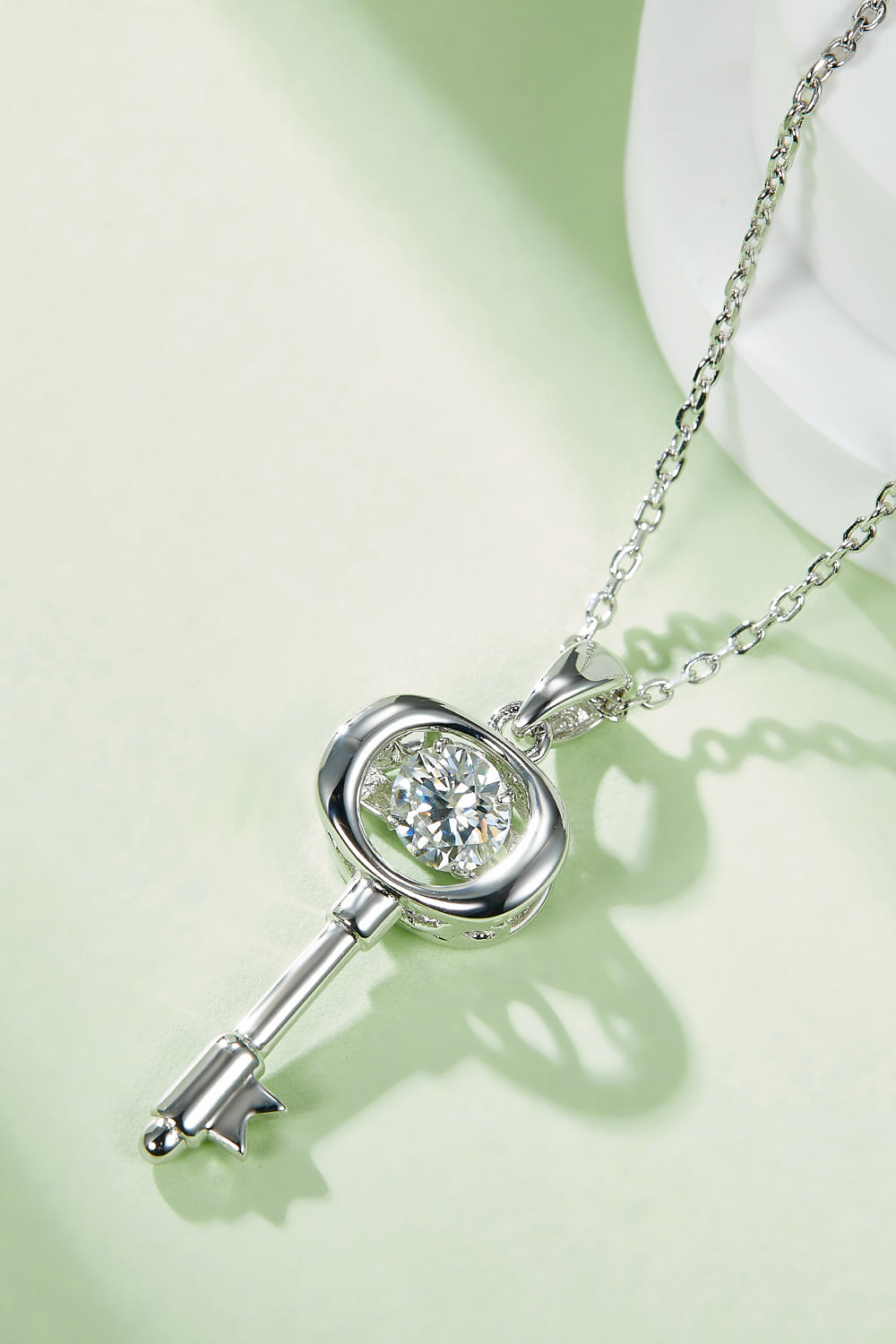 Adored Moissanite Key Pendant Necklace