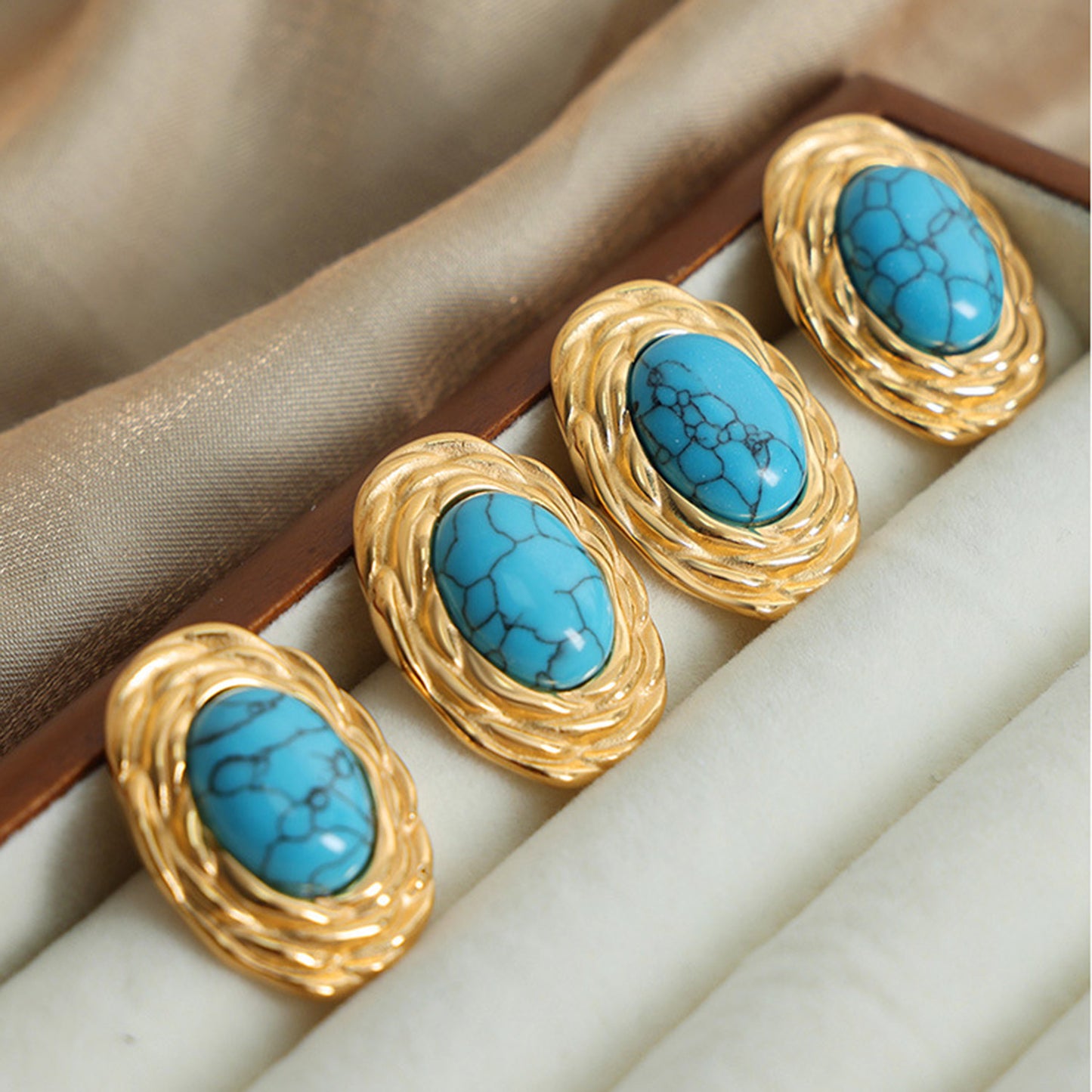 18K Gold-Plated Natural Stone Earrings