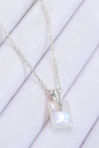 925 Sterling Silver Natural Moonstone Pendant Necklace