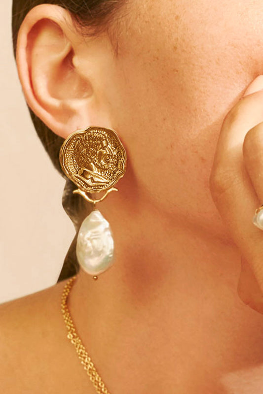 Gold-Plated Pearl Drop Earrings