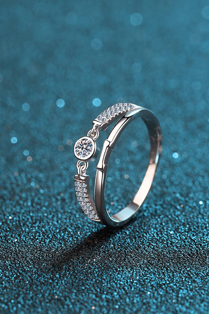 Moissanite Cutout Rhodium-Plated Ring