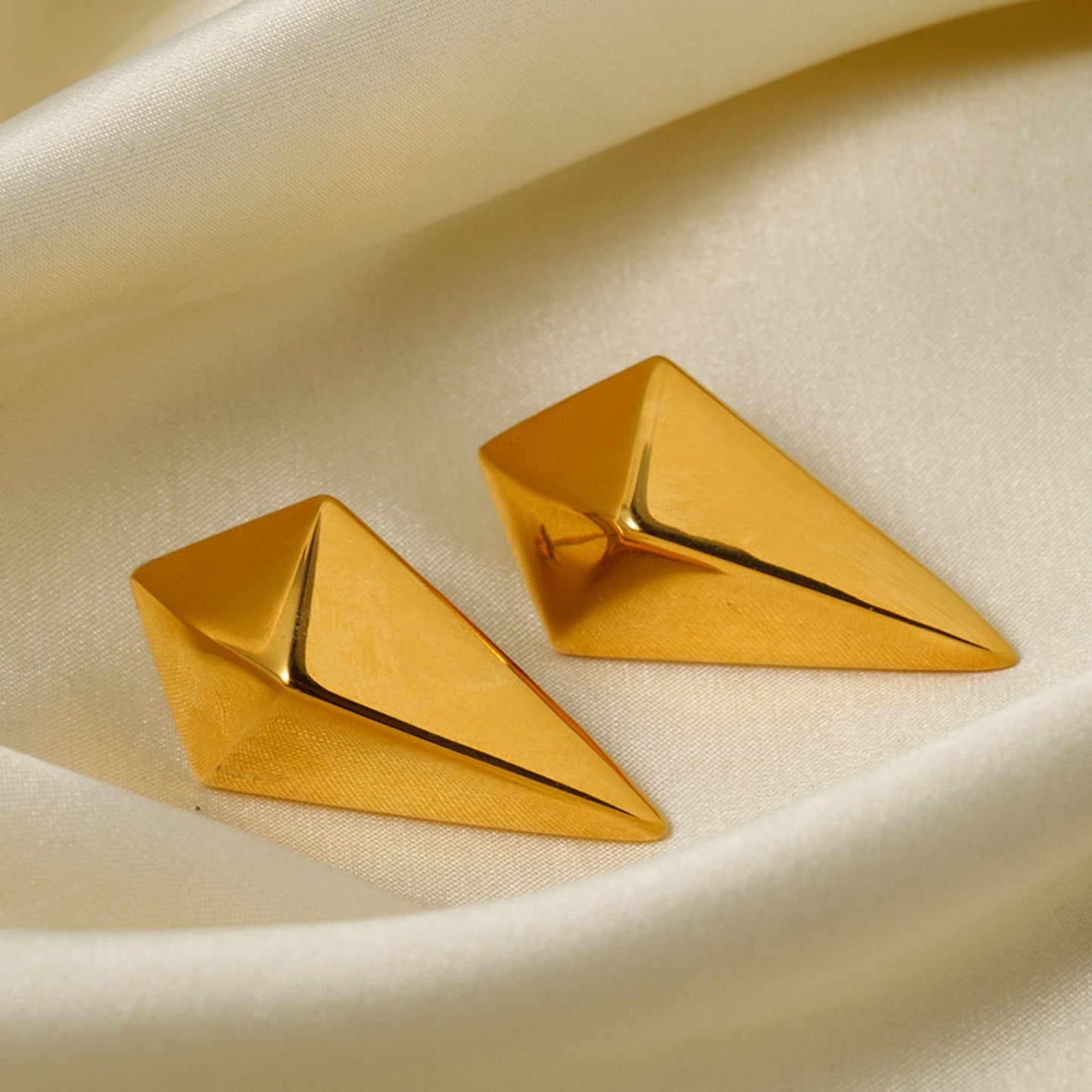 Stainless Steel 18K Gold-Plated Geometric Earrings