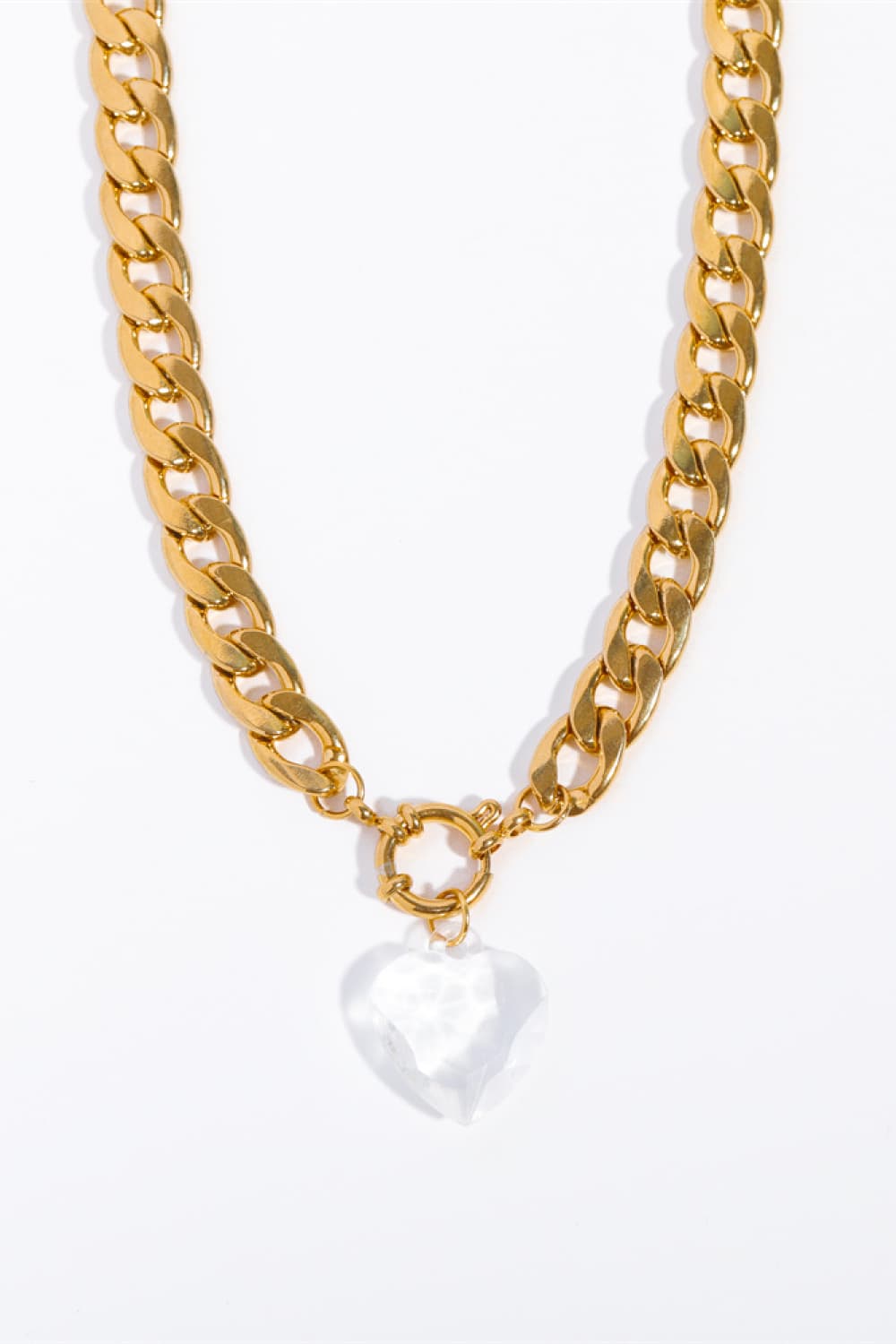 Acrylic Heart Pendant Curb Chain Necklace