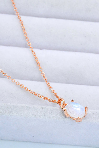 Natural 4-Prong Pendant Moonstone Necklace