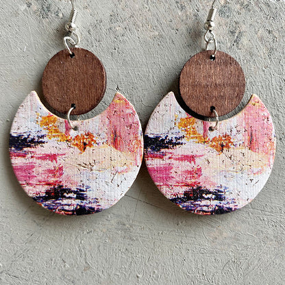 Wood & PU Drop Earrings