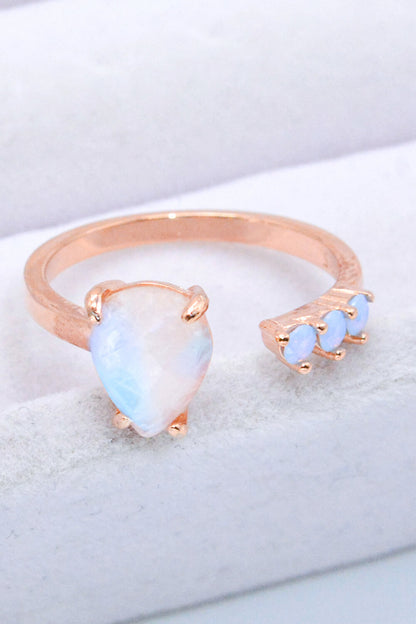 18K Rose Gold-Plated Moonstone Open Ring