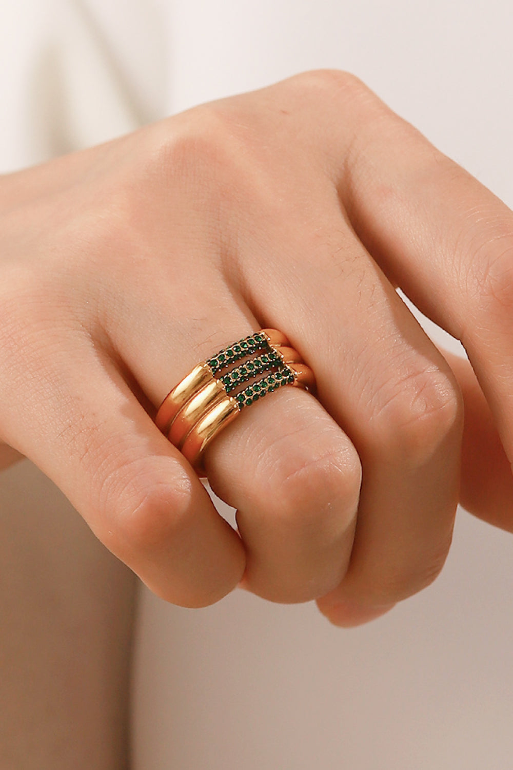 Triple-Layered Rhinestone Ring