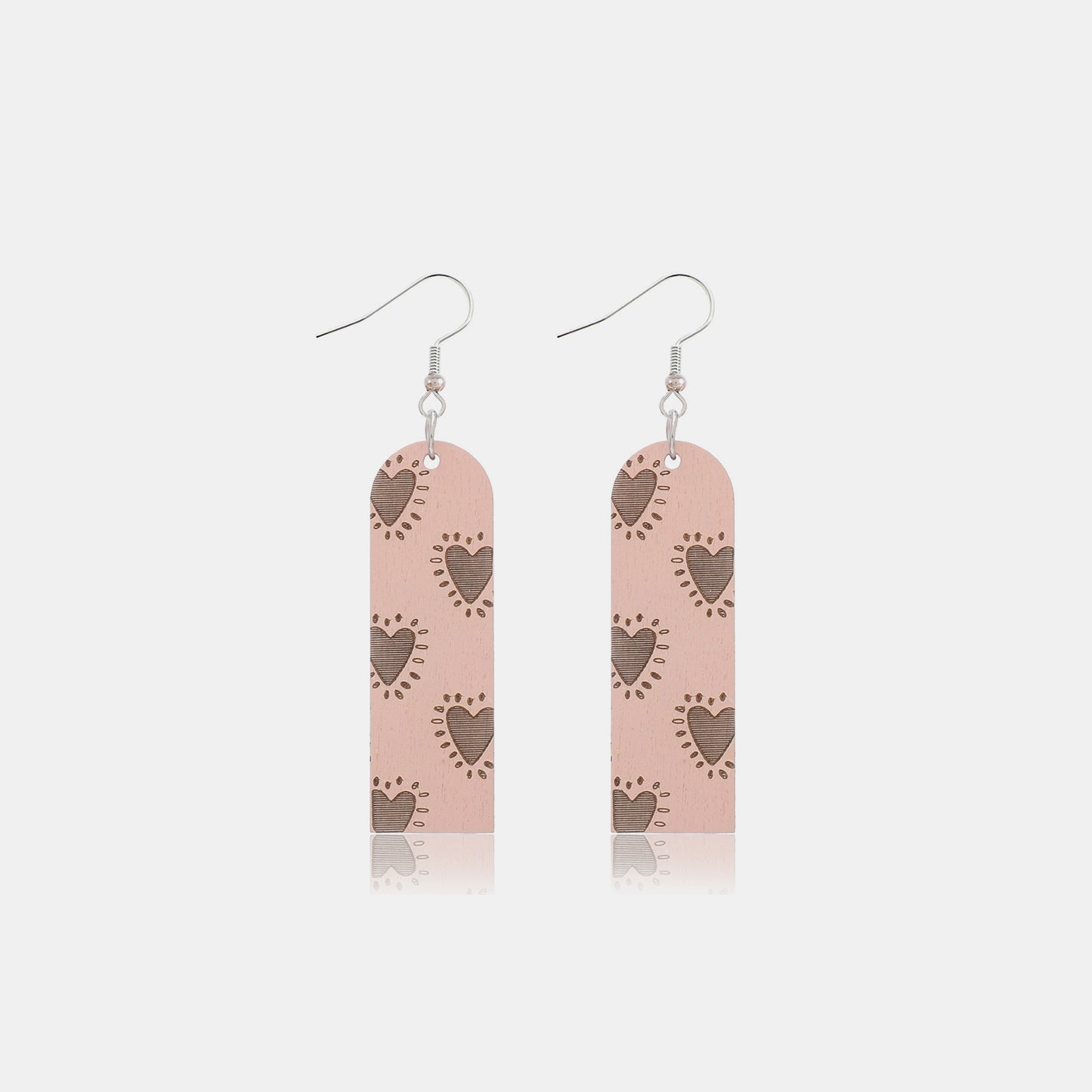 Heart Pattern Wooden Dangle Earrings