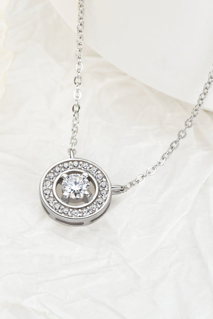 925 Sterling Silver Moissanite Geometric Pendant Necklace