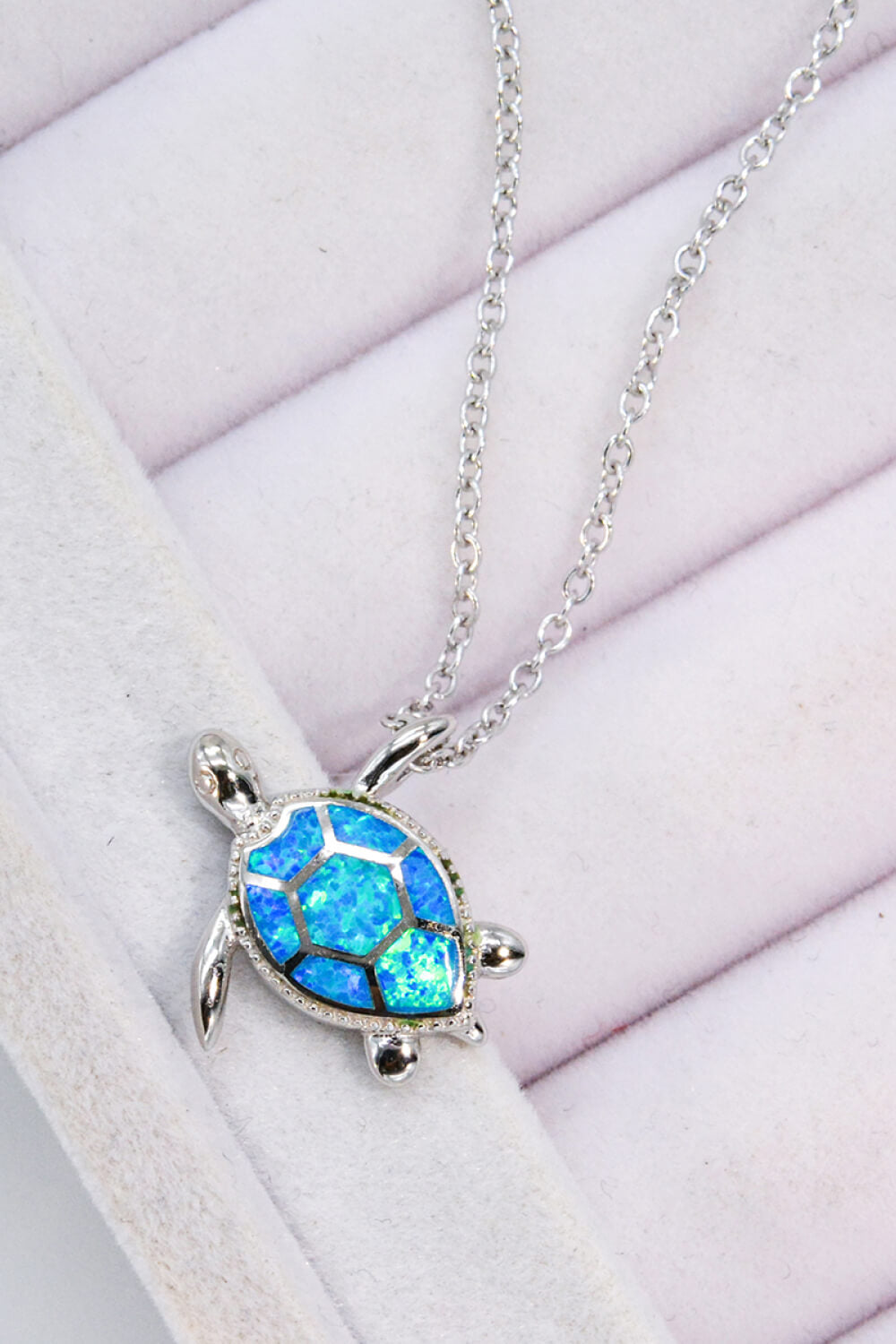 Opal Turtle Pendant Chain-Link Necklace