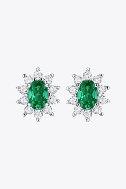 1 Carat Lab-Grown Emerald Stud Earrings