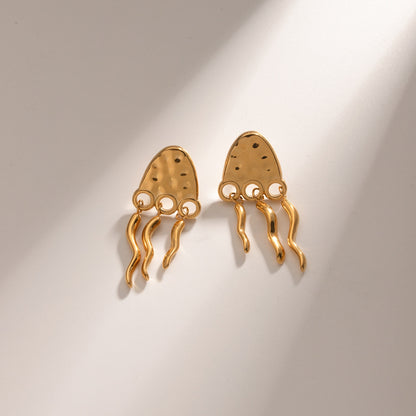 18K Gold-Plated Stainless Steel Jellyfish Earrings