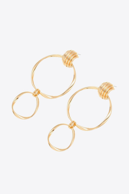 Double Hoop Zinc Alloy Drop Earrings