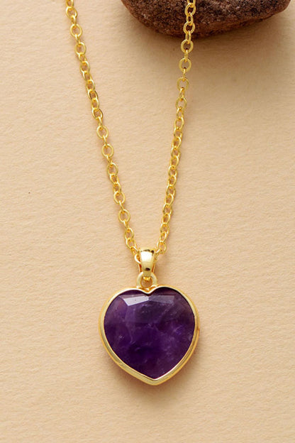 Natural Stone Heart Pendant Necklace