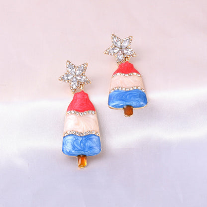 Christmas Tree Rhinestone Alloy Earrings