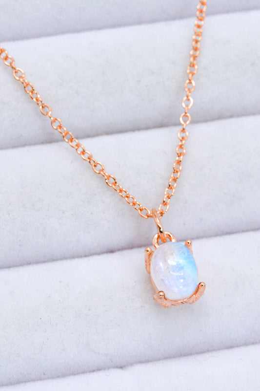 Natural 4-Prong Pendant Moonstone Necklace