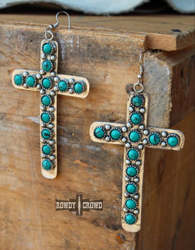 Artificial Turquoise Cross Shape Earrings