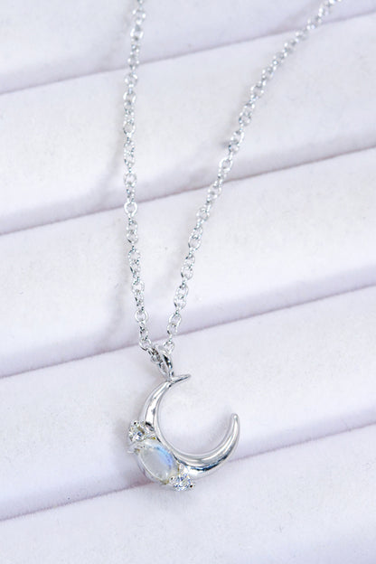 Natural Moonstone Moon Pendant Necklace