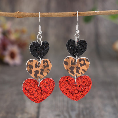 Heart Leather Drop Earrings