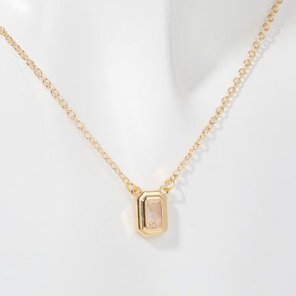 Inlaid Zircon Brass Pendant Necklace