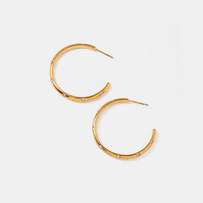 Zircon 18K Gold-Plated C-Hoop Earrings