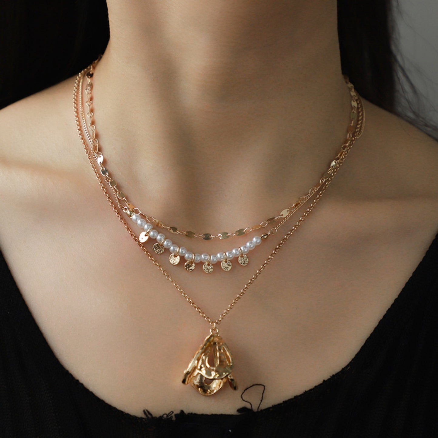 Triple-Layered Alloy Necklace