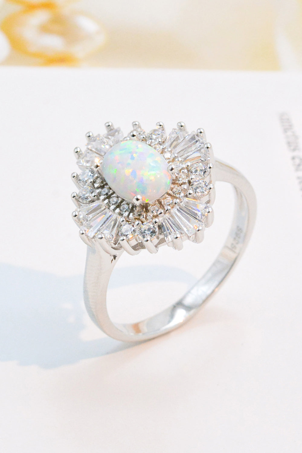 Modern 925 Sterling Silver Opal Halo Ring